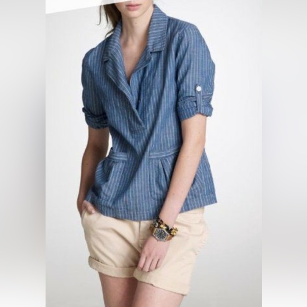J. Crew Blue Striped Lightweight Blazer Jacket